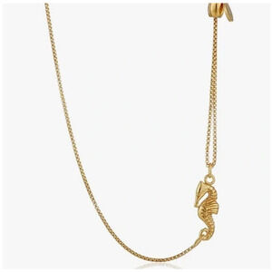 Alex & Ani 14K Gold over Sterling Silver Seahorse Pull Chain Necklace 925 Long+